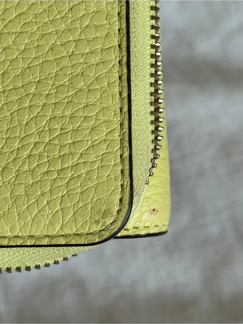 Kate Spade Kayla Small L-Zip Pebbled Leather Wallet - Lime Slushy EUC $129 msrp